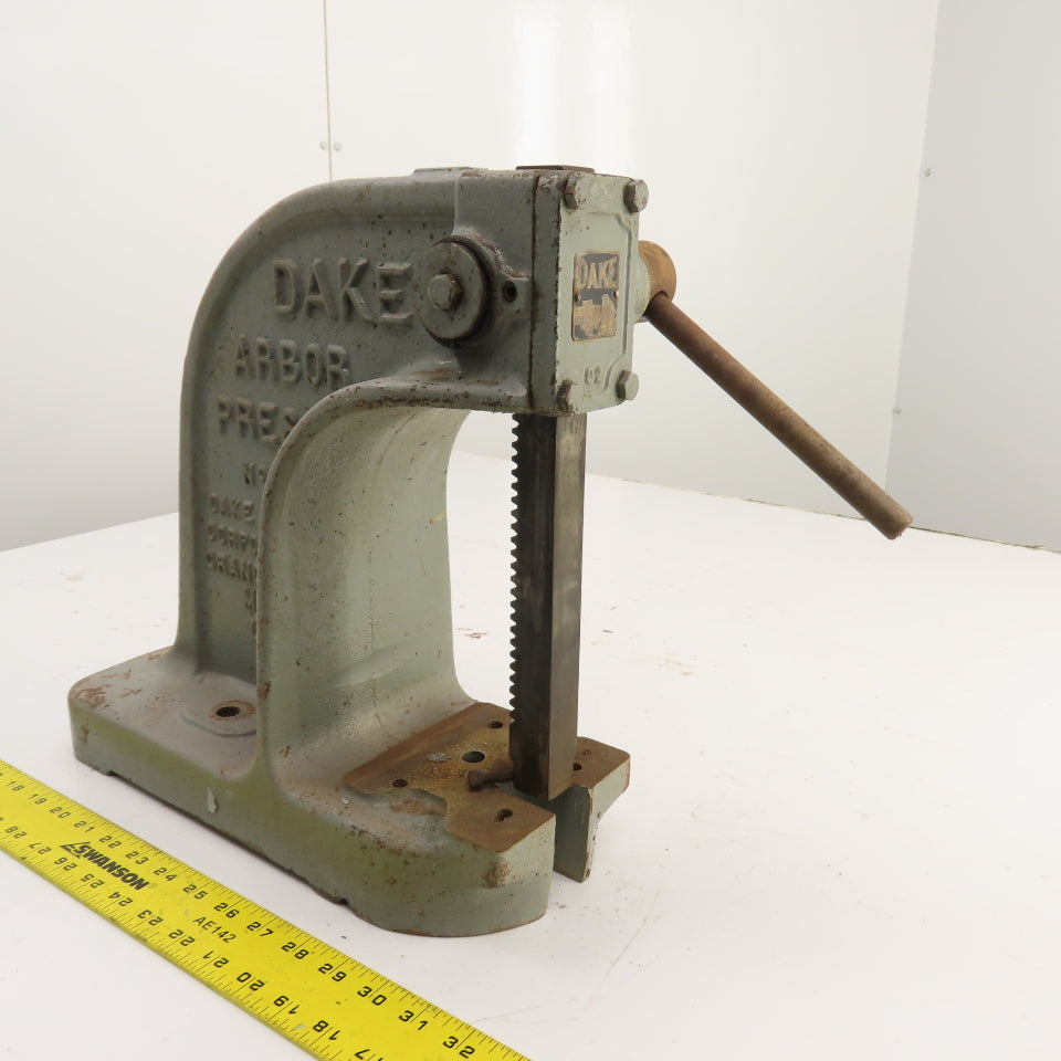 Dake Model No. 0 1-1/2 Ton Single Leverage Arbor Press 4.5" Throat