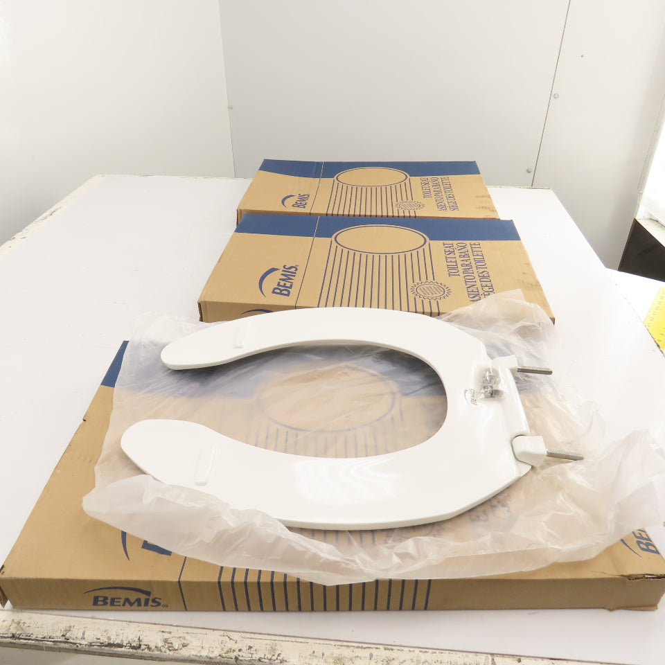 Bemis 1055SSC Open Front Elongated White Plastic Toilet Seat Lot Of 3