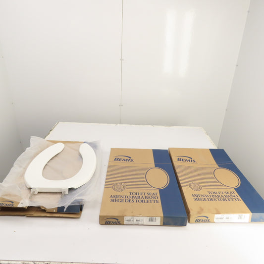 Bemis 1055SSC Open Front Elongated White Plastic Toilet Seat Lot Of 3