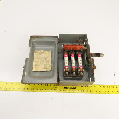 Square D H-361 30A 600V Heavy Duty Fusible Safety Disconnect Switch 15HP 3-Pole