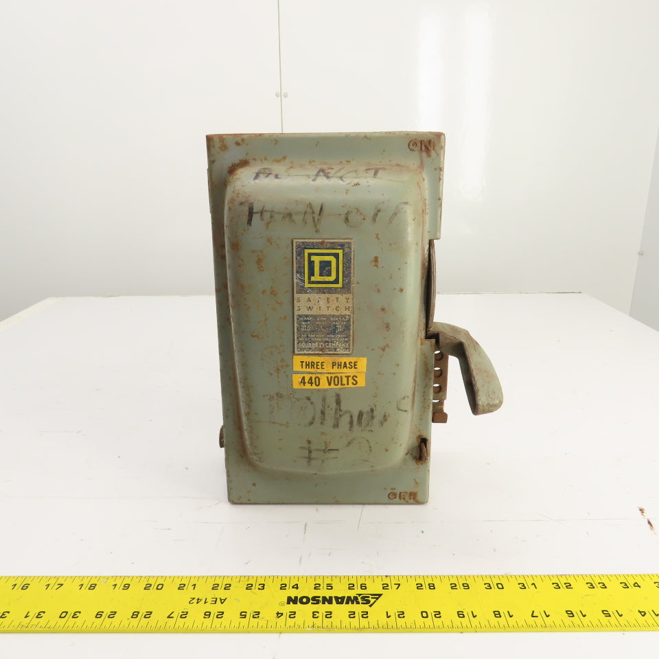 Square D H-361 30A 600V Heavy Duty Fusible Safety Disconnect Switch 15HP 3-Pole