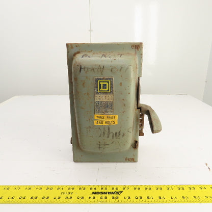 Square D H-361 30A 600V Heavy Duty Fusible Safety Disconnect Switch 15HP 3-Pole