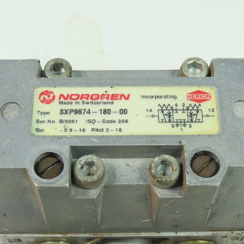 Norgren SXP9674-180-00 5/3 Way Pneumatic Solenoid Valve 1/2" NPT