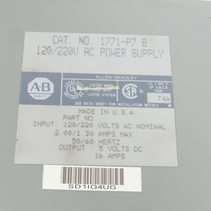Allen Bradley 1771-P7 5V DC 16A Power Supply 120/220V AC Input (Very Clean)