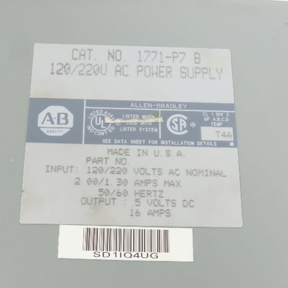 Allen Bradley 1771-P7 5V DC 16A Power Supply 120/220V AC Input (Very Clean)