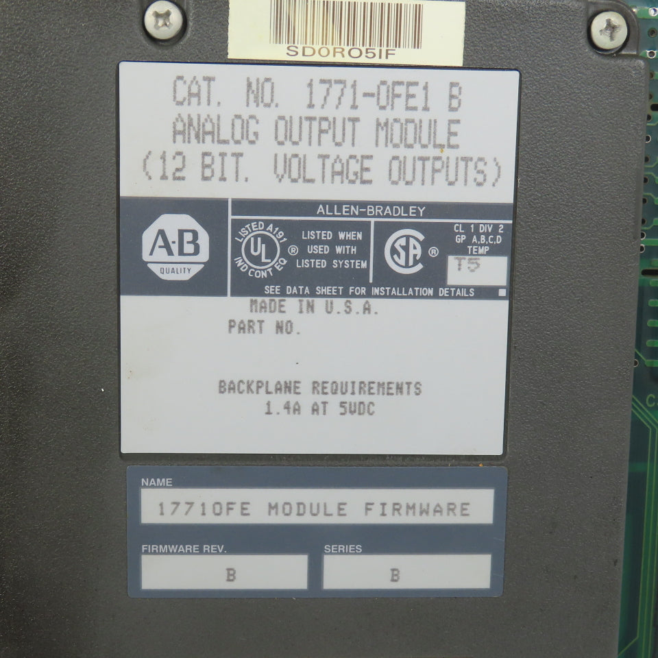 Allen Bradley 1771-OFE1 Ser B FW B Analog Output Module