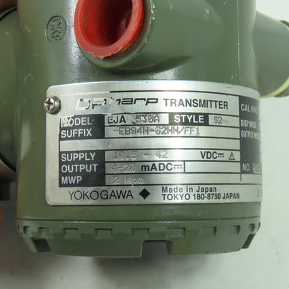 Yokogawa EJA 530A DP Harp Pressure Transmitter 10.5-42VDC 4-20mA S2
