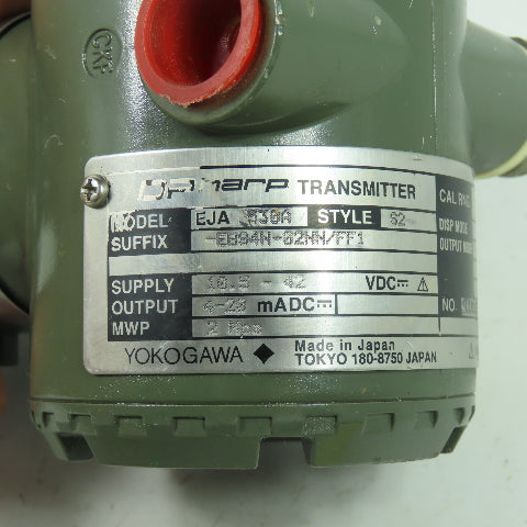 Yokogawa EJA 530A DP Harp Pressure Transmitter 10.5-42VDC 4-20mA S2