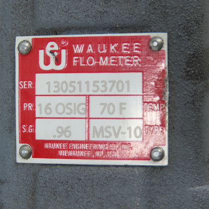 Waukee MSV-10 Flow Meter 16 OSIG 70°F .96SG 0-1000CFH