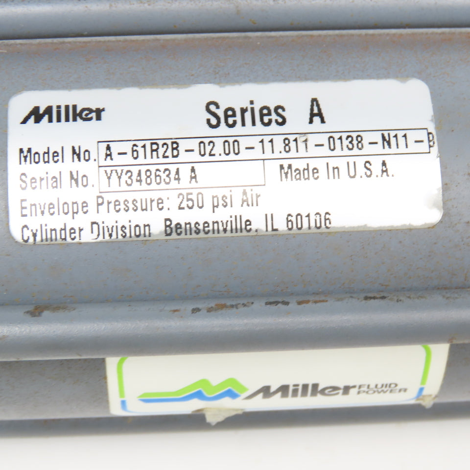 Miller A-61R2B 2" Bore 12" Stroke Double Acting Air Cylinder 250PSI