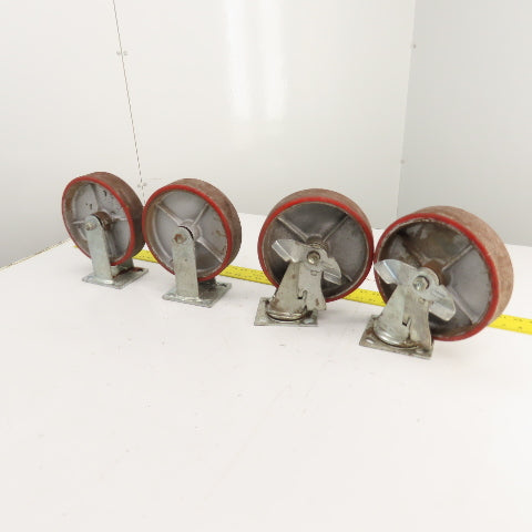 Glide Maxx 66028051 66028325 8" x 2" Polyurethane Casters 2 Swivel 2 Rigid Set/4