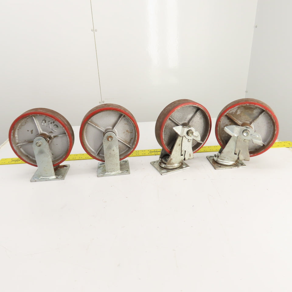 Glide Maxx 66028051 66028325 8" x 2" Polyurethane Casters 2 Swivel 2 Rigid Set/4