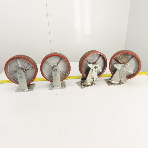 Glide Maxx 66028051 66028325 8" x 2" Polyurethane Casters 2 Swivel 2 Rigid Set/4