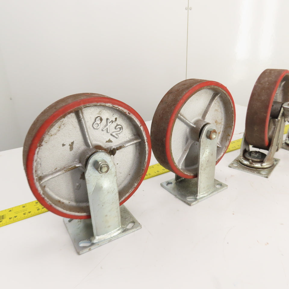 Glide Maxx 66028051 66028325 8" x 2" Polyurethane Casters 2 Swivel 2 Rigid Set/4