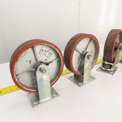 Glide Maxx 66028051 66028325 8" x 2" Polyurethane Casters 2 Swivel 2 Rigid Set/4