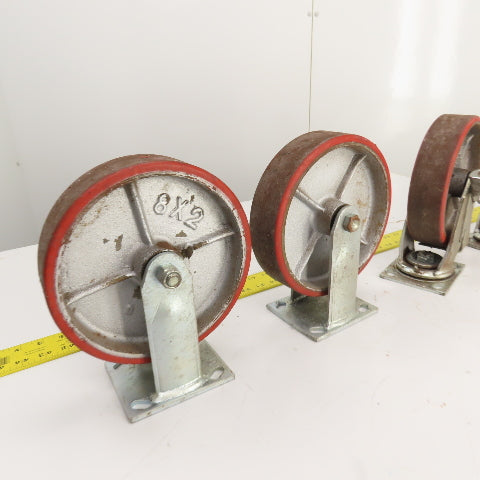 Glide Maxx 66028051 66028325 8" x 2" Polyurethane Casters 2 Swivel 2 Rigid Set/4