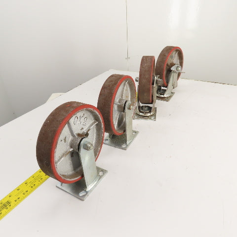 Glide Maxx 66028051 66028325 8" x 2" Polyurethane Casters 2 Swivel 2 Rigid Set/4