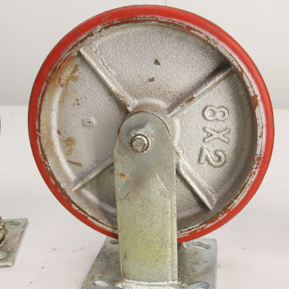 Glide Maxx 66028051 66028325 8" x 2" Polyurethane Casters 2 Swivel 2 Rigid Set/4