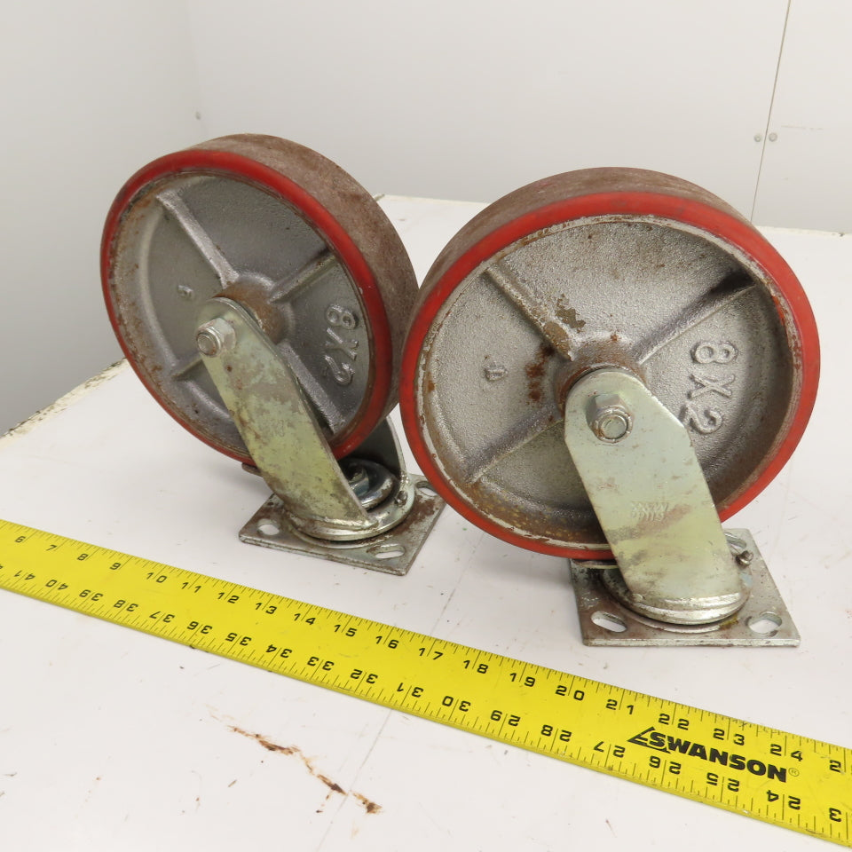 Glide Maxx 66028051 66028325 8" x 2" Polyurethane Casters 2 Swivel 2 Rigid Set/4