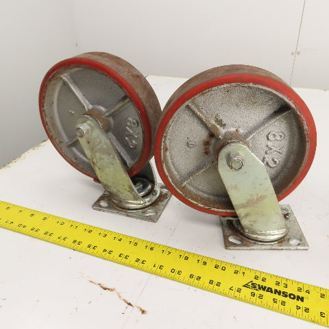 Glide Maxx 66028051 66028325 8" x 2" Polyurethane Casters 2 Swivel 2 Rigid Set/4