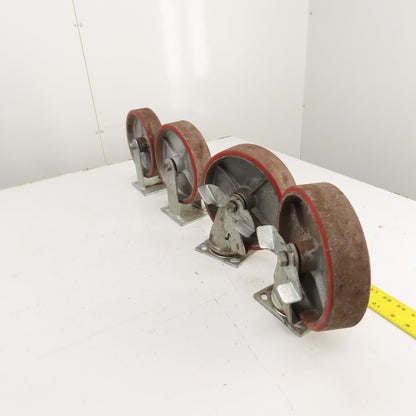 Glide Maxx 66028051 66028325 8" x 2" Polyurethane Casters 2 Swivel 2 Rigid Set/4
