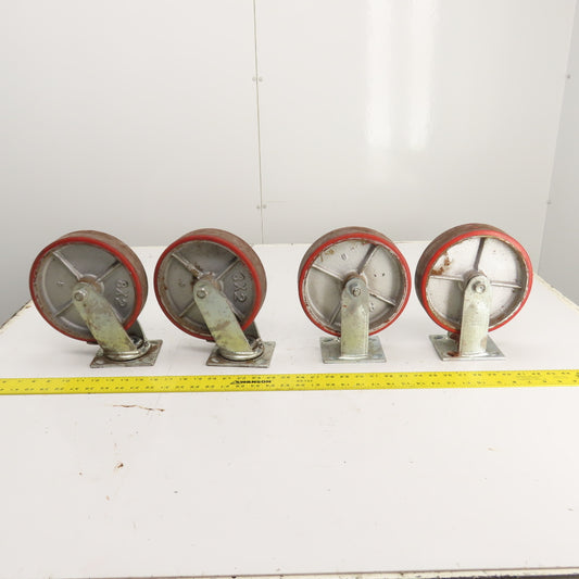 Glide Maxx 66028051 66028325 8" x 2" Polyurethane Casters 2 Swivel 2 Rigid Set/4