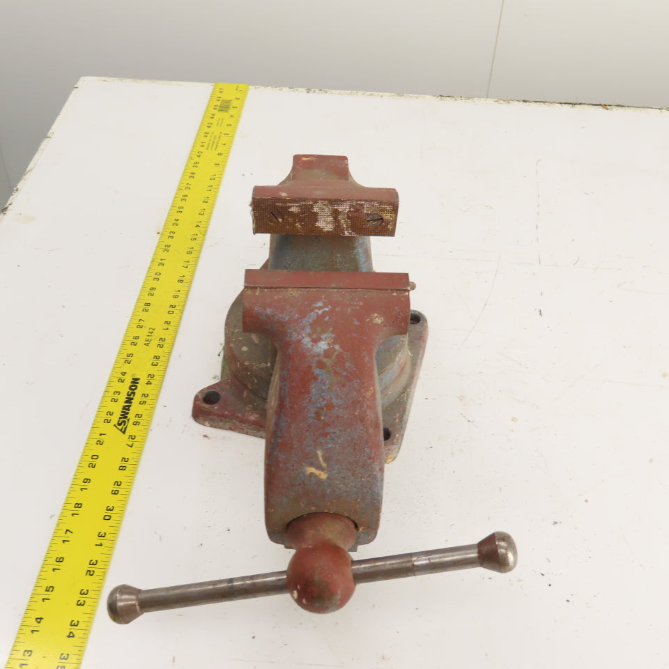 LS Starrett 924 Athol 4" Wide x 6" Open Swivel Base Bench Mount Machinists Vise