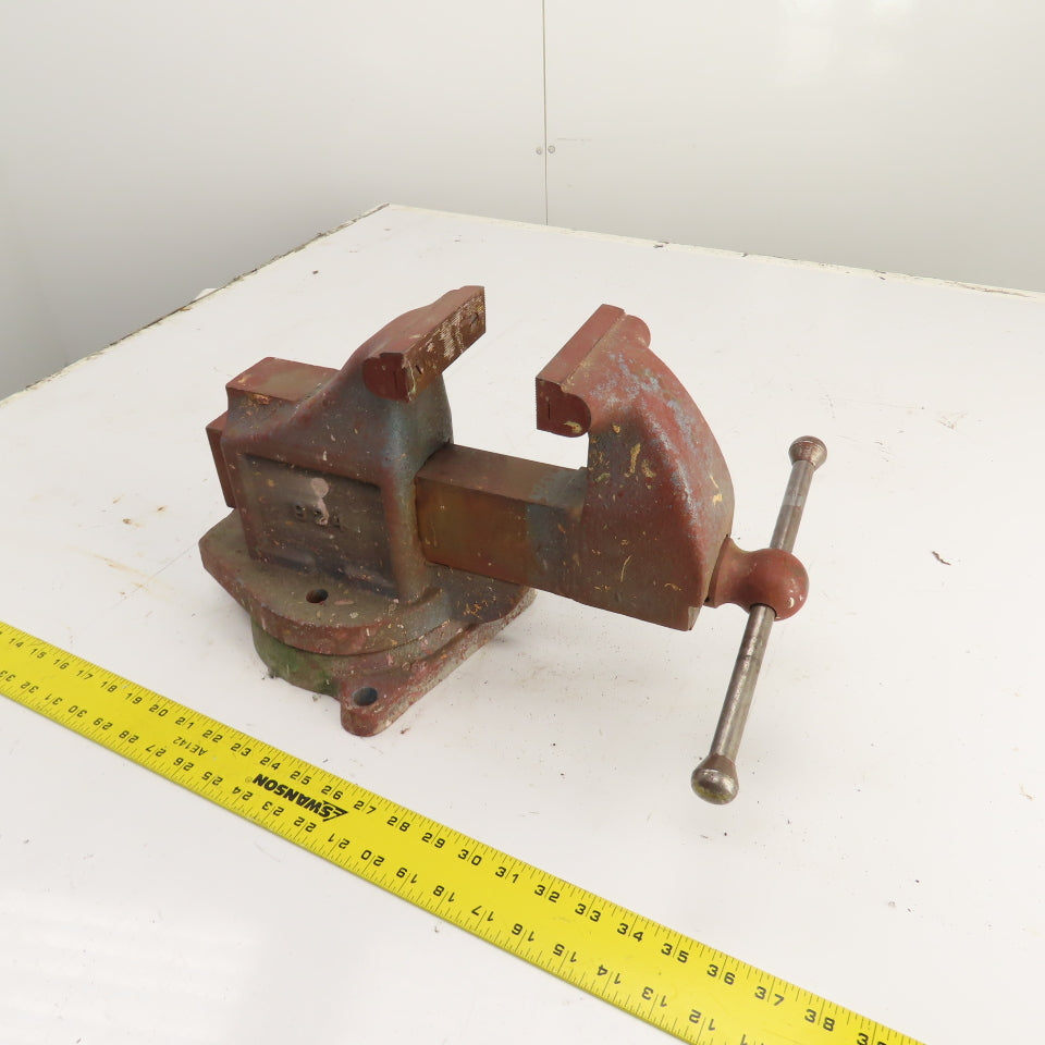 LS Starrett 924 Athol 4" Wide x 6" Open Swivel Base Bench Mount Machinists Vise