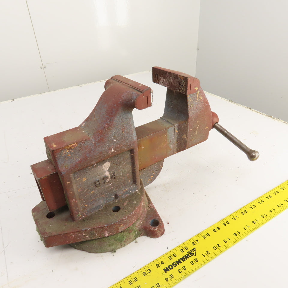 LS Starrett 924 Athol 4" Wide x 6" Open Swivel Base Bench Mount Machinists Vise