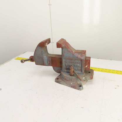 LS Starrett 924 Athol 4" Wide x 6" Open Swivel Base Bench Mount Machinists Vise