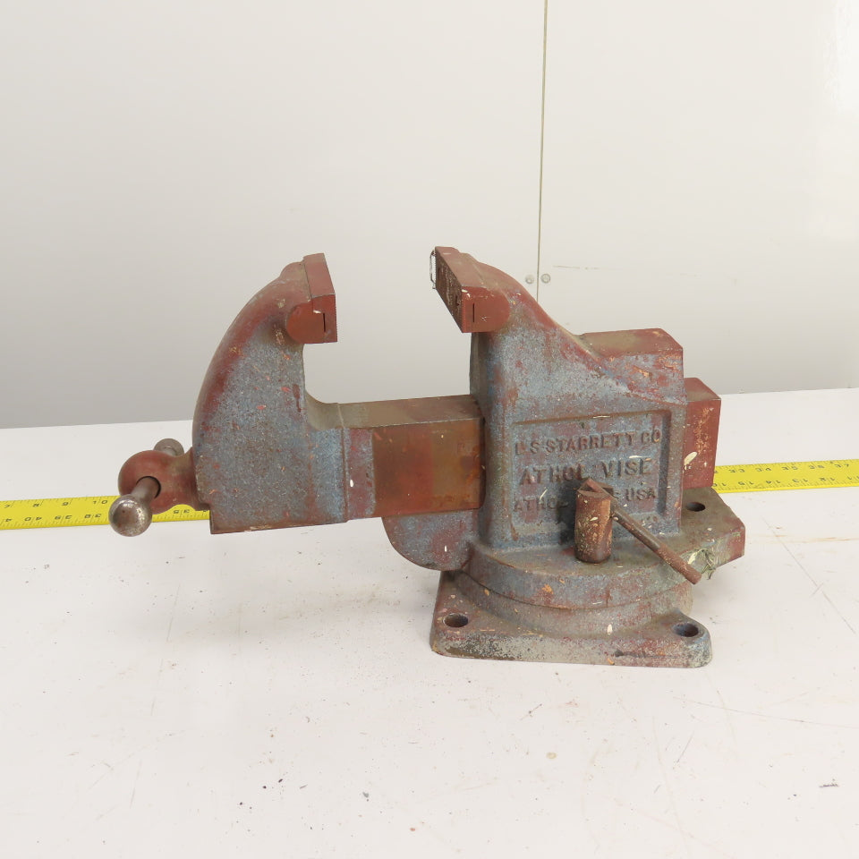 LS Starrett 924 Athol 4" Wide x 6" Open Swivel Base Bench Mount Machinists Vise