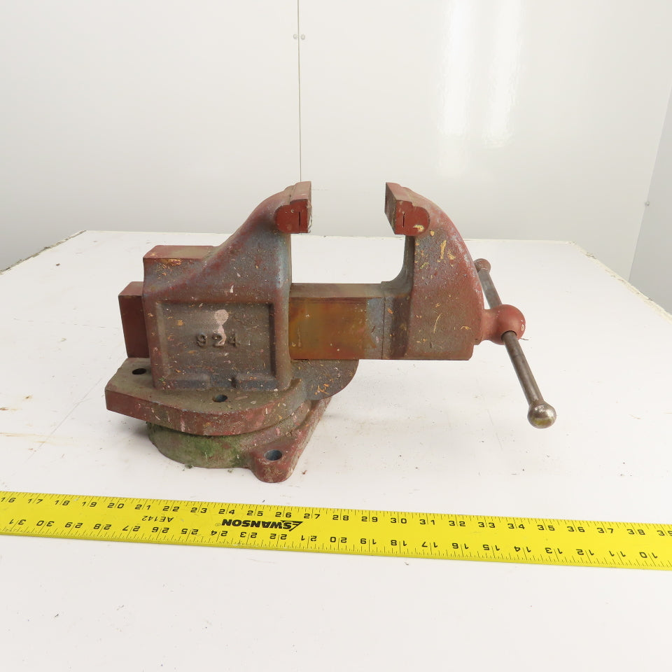 LS Starrett 924 Athol 4" Wide x 6" Open Swivel Base Bench Mount Machinists Vise