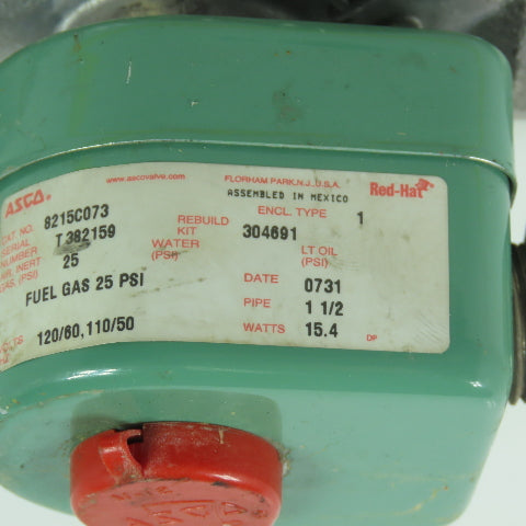 Asco 8215C073 Red-Hat 1-1/2" Solenoid Gas Valve 25PSI 50/60Hz 120V Coil