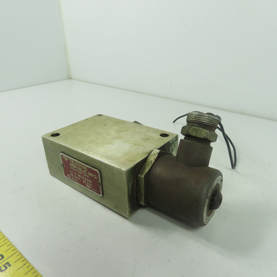 Teledyne 961-A 3/4 D2 110VAC Solenoid Valve 60Cyc 1500PSI 16.5W