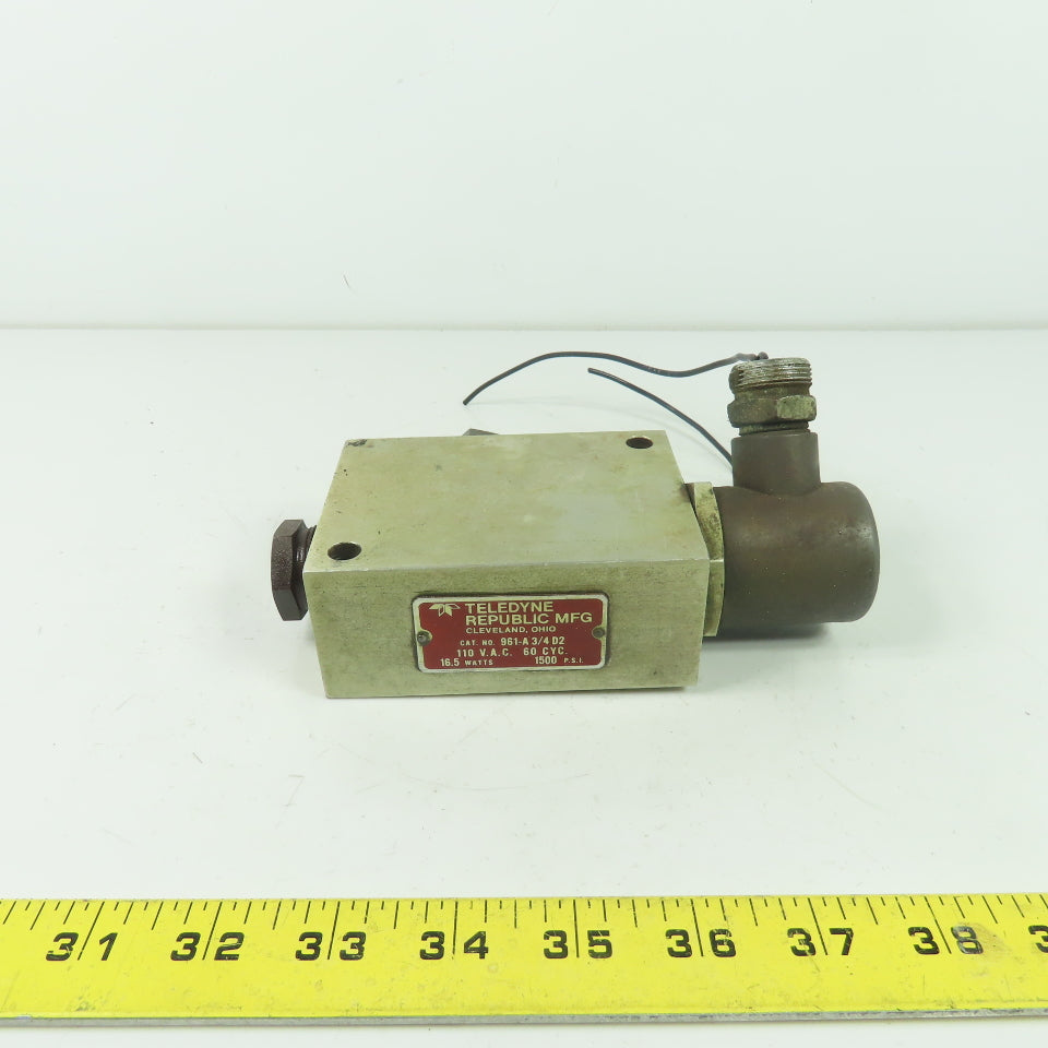 Teledyne 961-A 3/4 D2 110VAC Solenoid Valve 60Cyc 1500PSI 16.5W