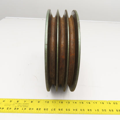 11.4" OD x 3-5/16" Wide 3 Groove Belt Pulley 1-5/8" Bore C Belt