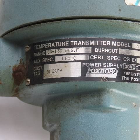 Foxboro RTT10-AQFLS003 Temperature Transmitter Thermocouple W/Gauge 30-130° 30V