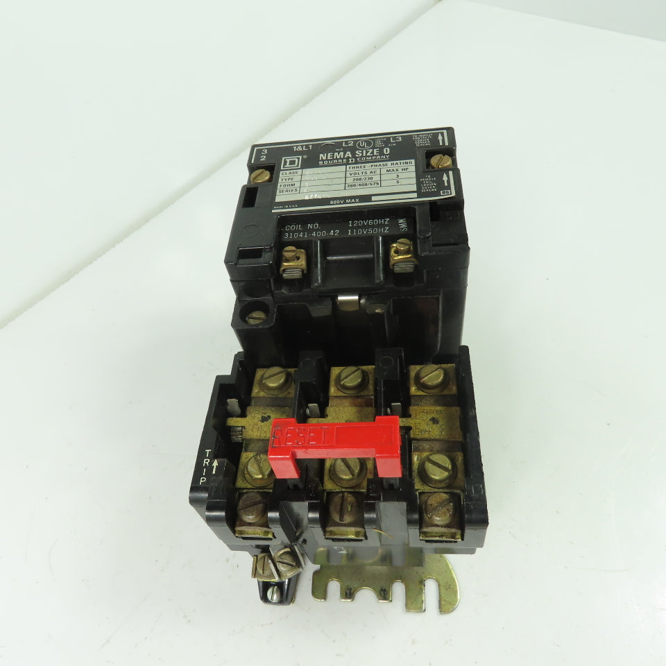 Square D 85366 SBG2 Nema Size 0 Motor Starter Contactor 600V 5HP 120V Coil