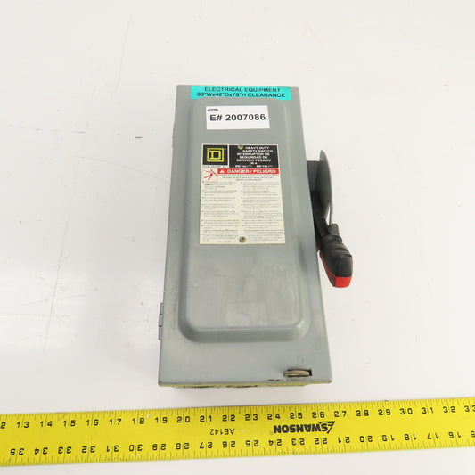 Square D H361 30A 600V Fusible Heavy Duty Safety Disconnect Switch 3-Pole