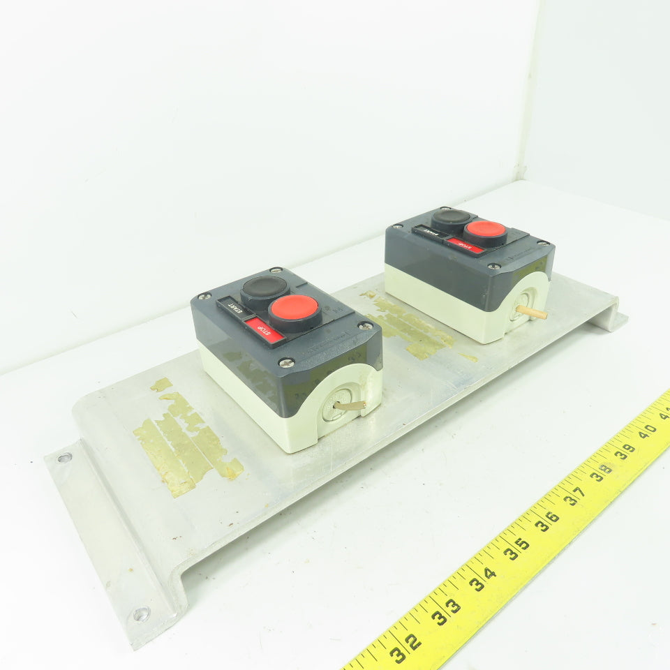 Telemecanique 2-Staion Start/Stop Pushbutton Control Board Panel 16-1/8"x 5-3/4"