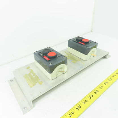 Telemecanique 2-Staion Start/Stop Pushbutton Control Board Panel 16-1/8"x 5-3/4"