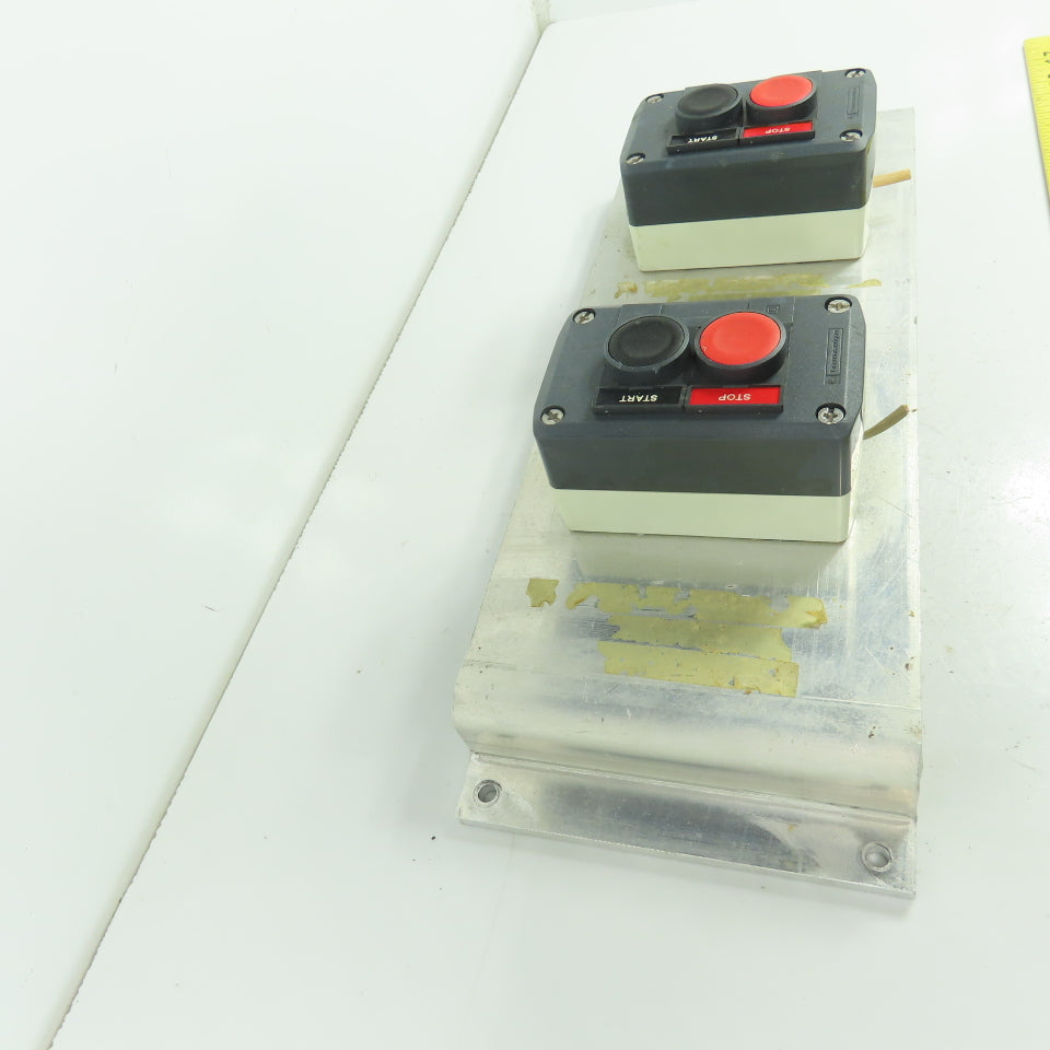 Telemecanique 2-Staion Start/Stop Pushbutton Control Board Panel 16-1/8"x 5-3/4"