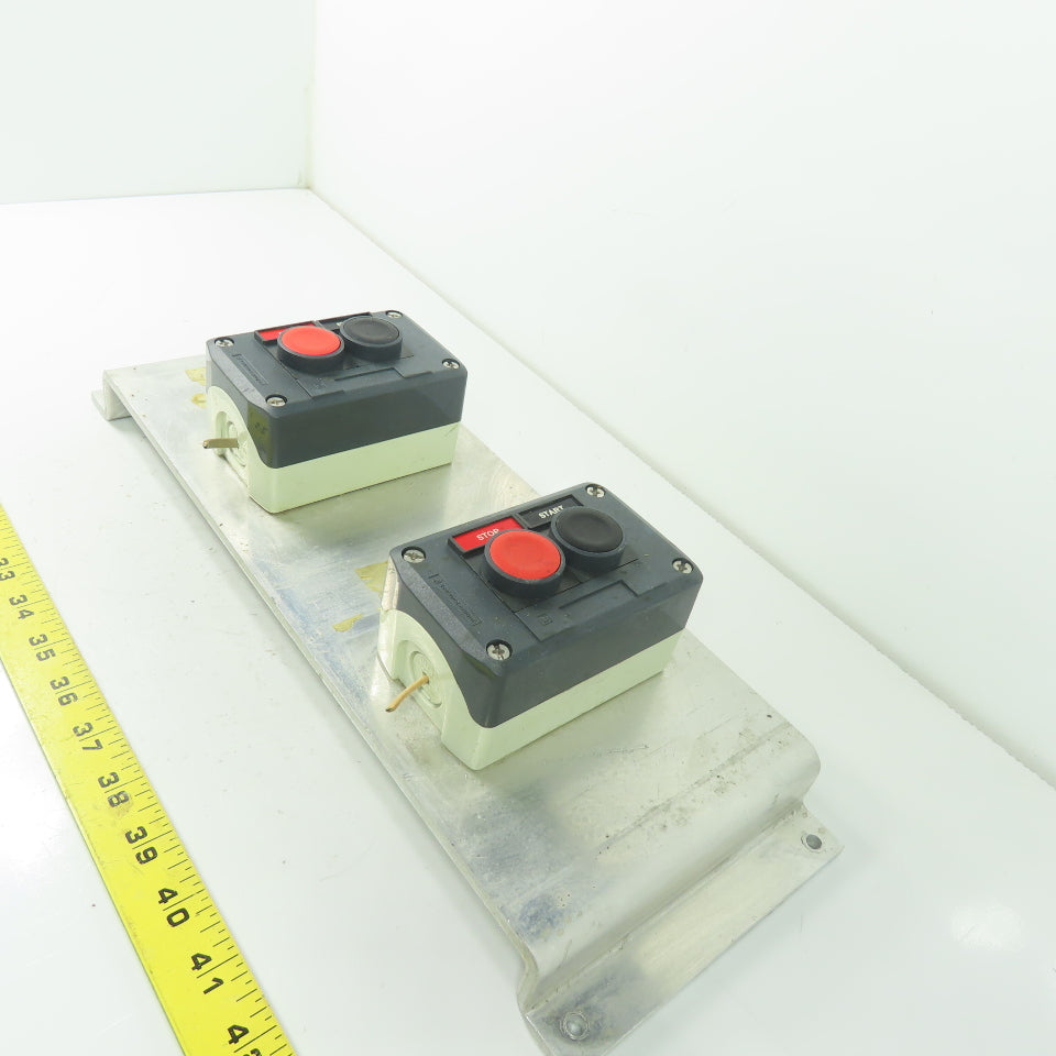 Telemecanique 2-Staion Start/Stop Pushbutton Control Board Panel 16-1/8"x 5-3/4"