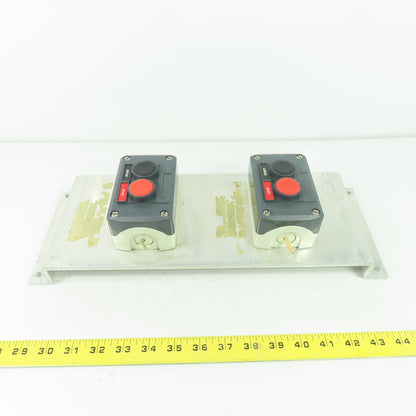 Telemecanique 2-Staion Start/Stop Pushbutton Control Board Panel 16-1/8"x 5-3/4"