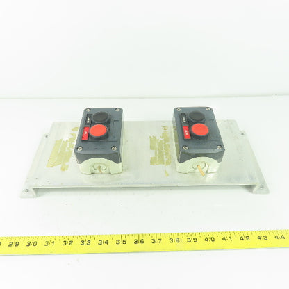 Telemecanique 2-Staion Start/Stop Pushbutton Control Board Panel 16-1/8"x 5-3/4"