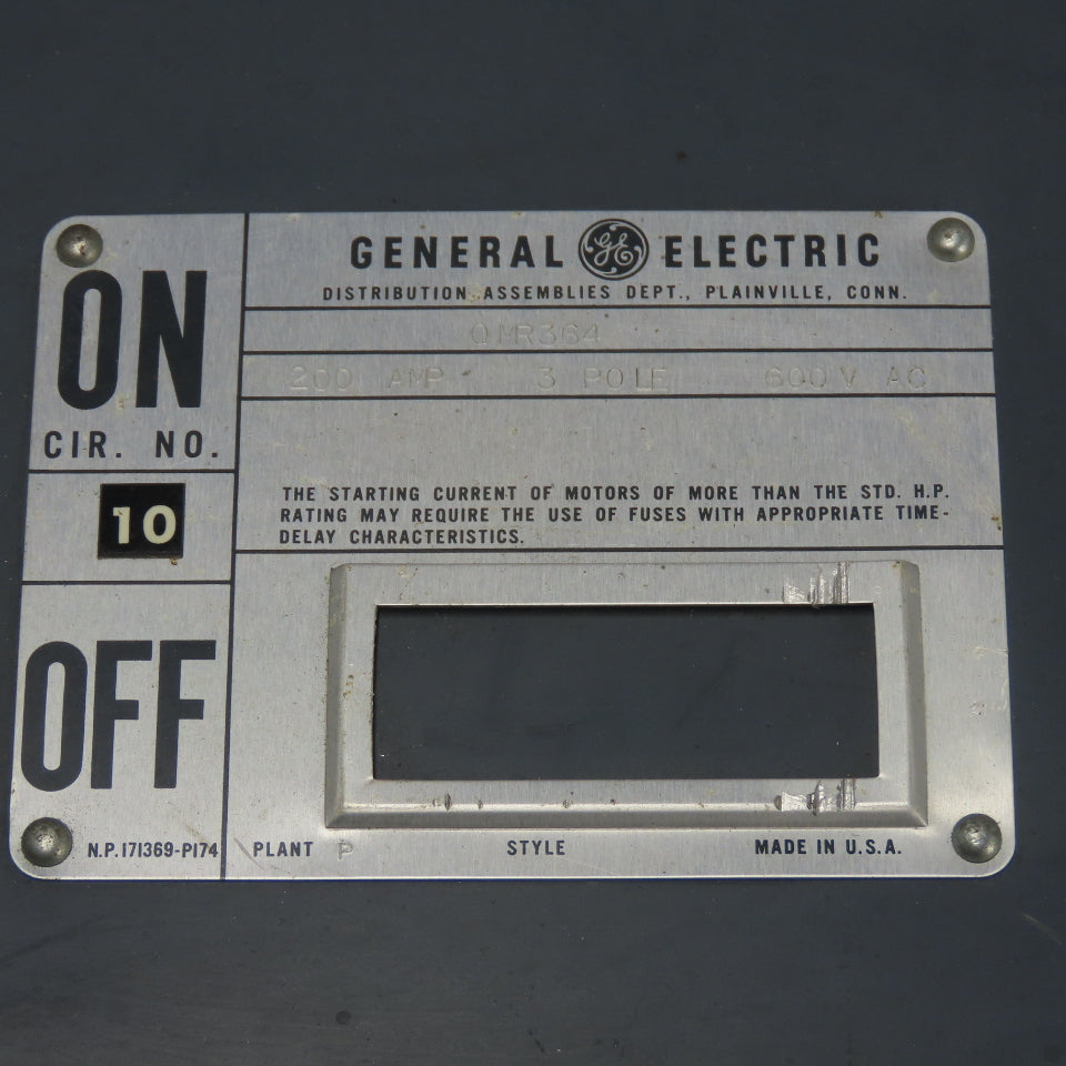 General Electric QMR364 200A Fusible Interrupter Panelboard Switch 3-Pole 600VAC