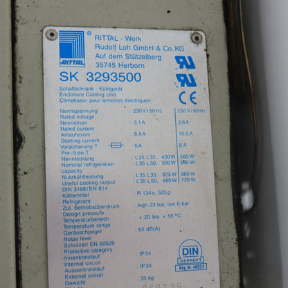 Rittal SK 3293500 Panel Wall Mount Electrical Enclosure Cooling Unit 230V 1Ph