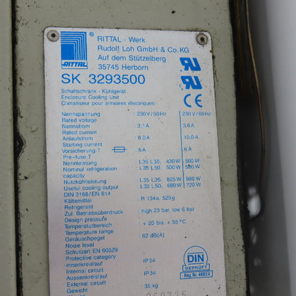 Rittal SK 3293500 Panel Wall Mount Electrical Enclosure Cooling Unit 230V 1Ph