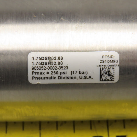 Parker 1.75DSR02.00 1-3/4" Bore 2" Stroke Double Stainless Acting Air Cylinder