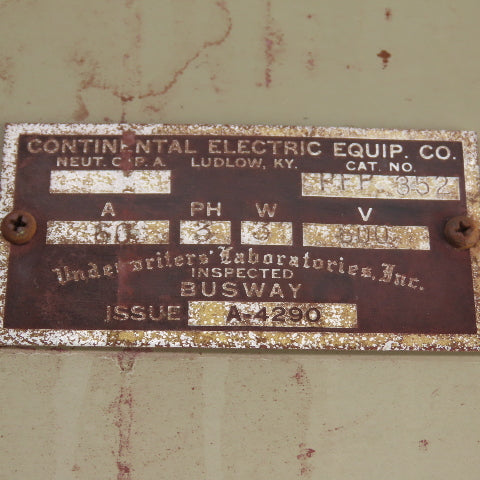 Continental Electric PFP352 60A 600VAC Fusible Bus Plug Tap 3PH 3W